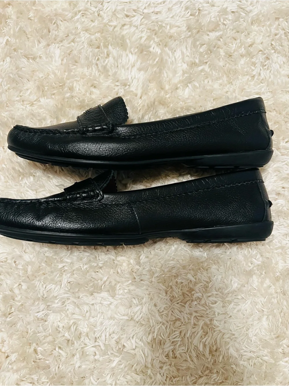 COACH Odette Black Pebbled Leather Loafers
